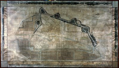 219016 Plattegrond van de stad Utrecht. Met aanwijzing van een plan tot uitlegging van de stad langs de noordelijke en ...